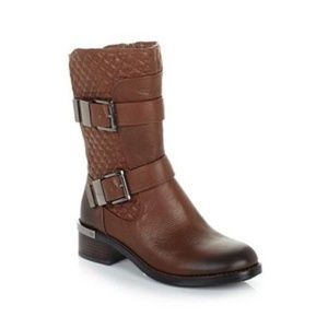 FINAL Vince Camuto Brown Quilted Welton Moto Boots